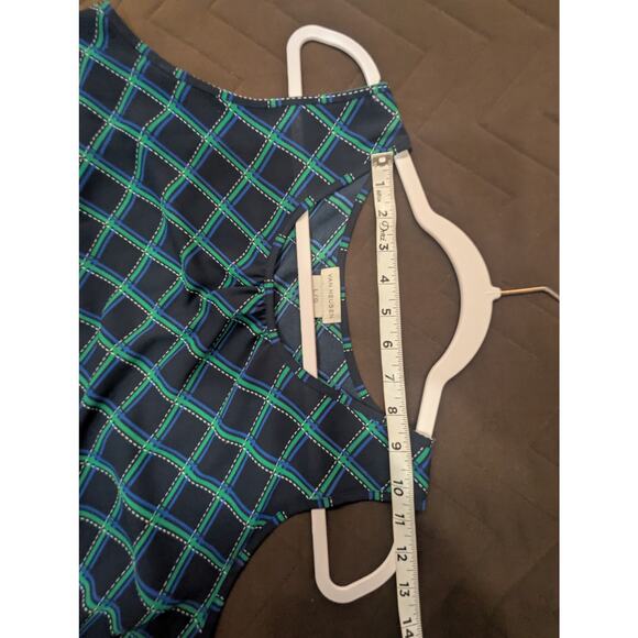 Pretty geometric striped shell/tank in navy & green by Van Husen size Large - Picture 6 of 7